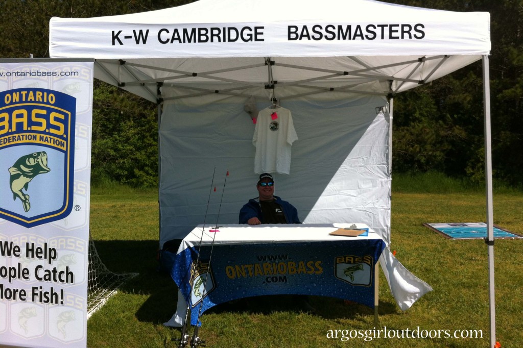 Darrell's doing his best to represent the K-W Cambridge Bassmasters in this picture.