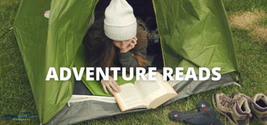adventure reads, person laying in tent reading